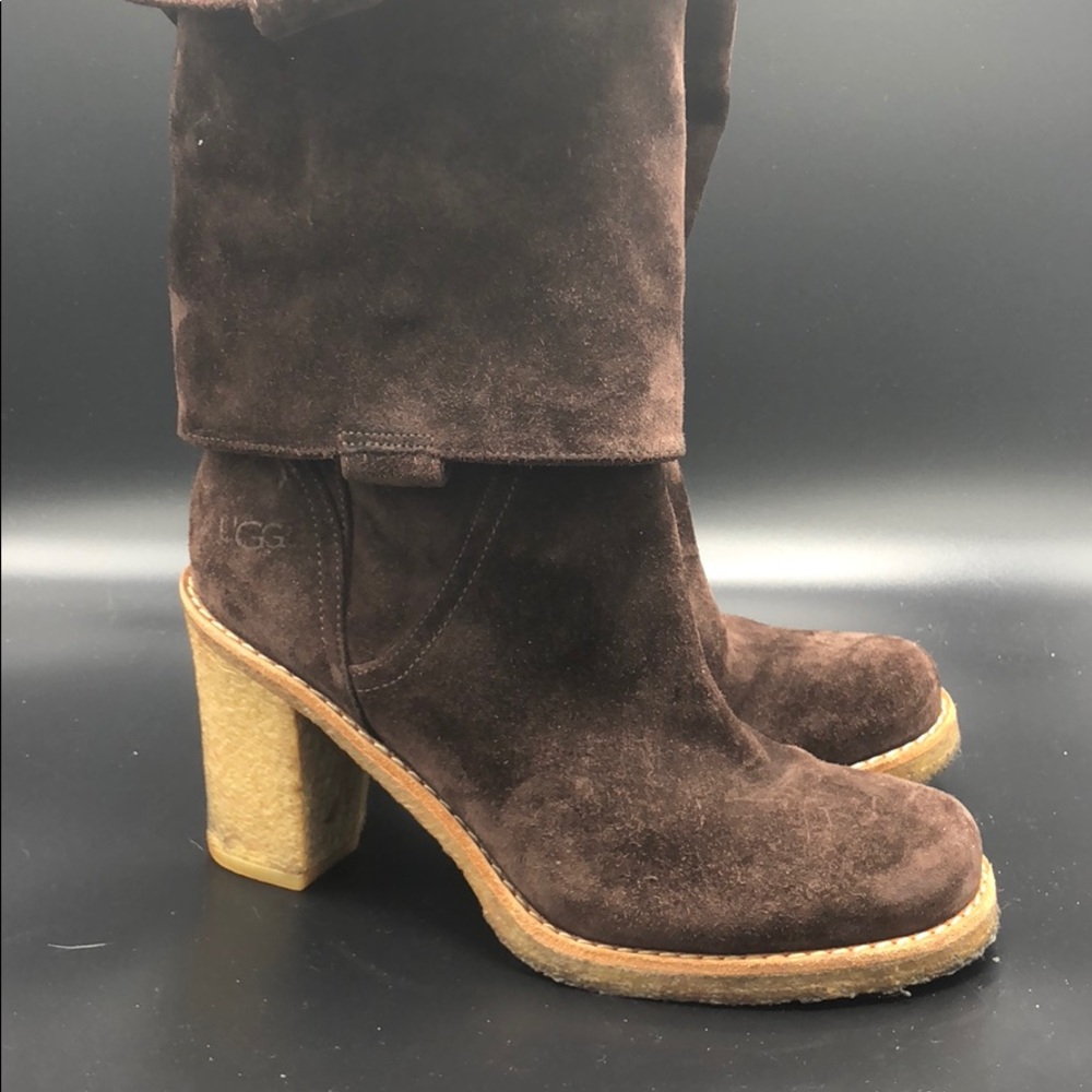Ugg 3214 Brown Suede Josie Heeled Boots 8.5 BIN#3